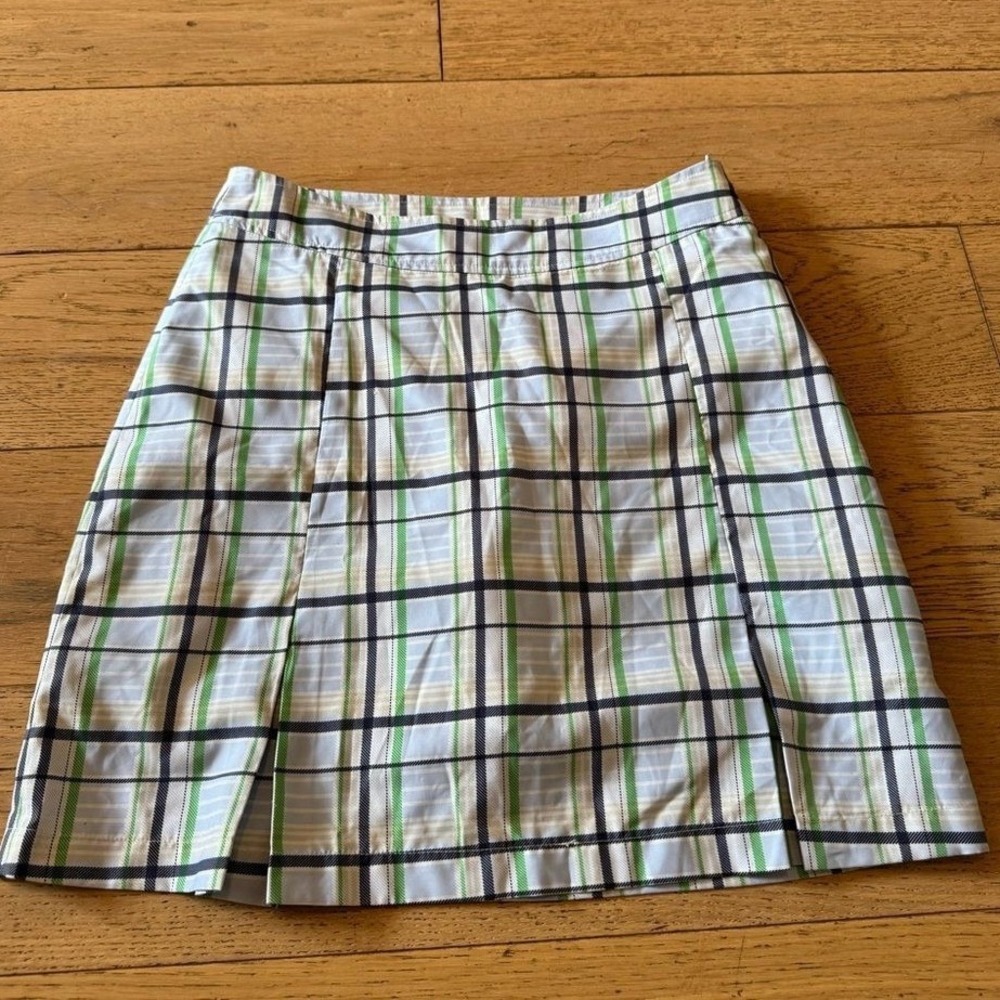Athleta Womens Plaid Active Skort Blue Green Golf Tennis Skirt Size 4